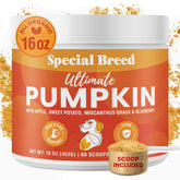 Special Breed Ultimate Pumpkin dog powder bottle for convenient digestive support.