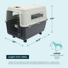 SportPet durable plastic kennel with secure door for safe containment