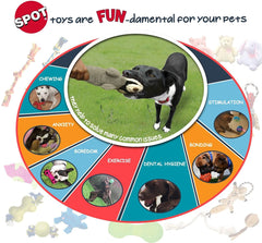 Soft-textured SPOT soccerball toy reduces rough handling and is pet-friendly.