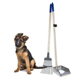 Spotty wood-handle pooper scooper with a sturdy aluminum tray for yard cleanup.