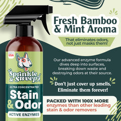 Bamboo and mint scent refreshes the room after cleaning.