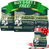 Sprinkle & Sweep pet accident cleanup bottle shows quick, residue-free cleanup.