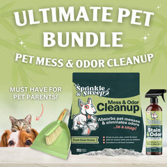Sprinkle & Sweep dustpan and hand broom for quick cleanup after accidents.