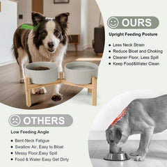 SPUNKYJUNKY eco bamboo stand elevates feeding to support natural posture during meals.