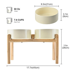 SPUNKYJUNKY eco bamboo stand keeps bowls stable during meals.
