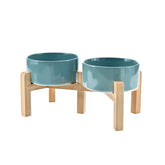 SPUNKYJUNKY elevated ceramic dog bowl promotes comfortable feeding posture.