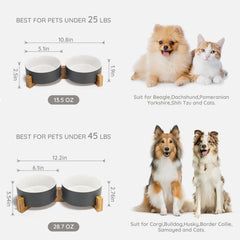 SPUNKYJUNKY wooden stand elevates bowls for easier access and tidy floors.