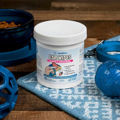 Squishface deodorizing wipe helps reduce ear odor between baths.