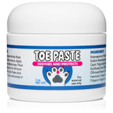Squishface Toe Paste tub closeup showing natural ingredients for gentle paw care