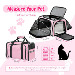 Srinlon Double Expandable Cat Carrier pink expanded nest for extra space during trips