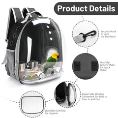 SSAWcasa bird backpack locking-hook ensures safe transport for pets