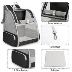 SSAWcasa cat backpack carrier shows three sided mesh for airflow