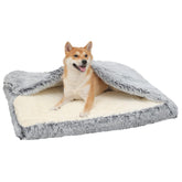 SSAWcasa dog bed with cave cover creates a cozy retreat for anxious pets.