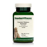 Standard Process Canine Dermal Support bottle promotes skin health and adrenal balance.