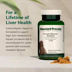 Standard Process Canine Hepatic Support scoop shown for weight-based dosing
