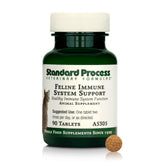 Standard Process Feline Immune System Support bottle shown for convenient immune health supplementation.