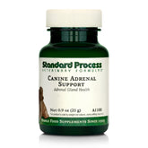 Standard Process Canine Adrenal Support bottle pour shows easy dosing for dogs.