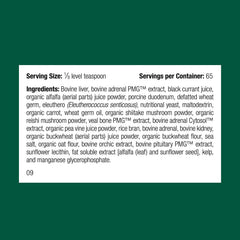 Standard Process Canine Adrenal Support scoop measure demonstrates precise dosing per weight.