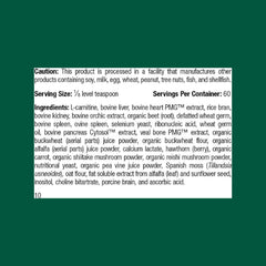 Standard Process Canine Cardiac Support bottle label closeup highlighting selenium-rich formula