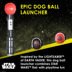 STAR WARS for Pets Lightsaber Launcher reaches up to 150 feet for high-energy dogs.