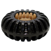 Starmark Everlasting Treat Wheeler Medium front view shows durable interactive toy with treat grooves.
