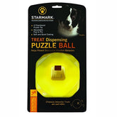 Starmark Treat Dispensing Puzzle Ball dog toy—interactive treat release stimulates problem-solving.