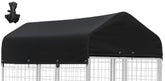 STAYDEN outdoor kennel cover top view protects a large crate from rain and sun