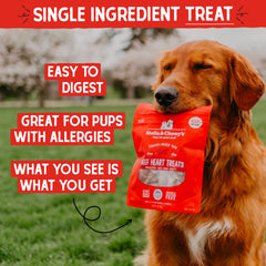 Stella & Chewy's beef heart pieces shown as 100% single-ingredient raw.