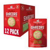 Stella & Chewy's Shredrs pouch with cage-free chicken and duck in broth for irresistible flavor.