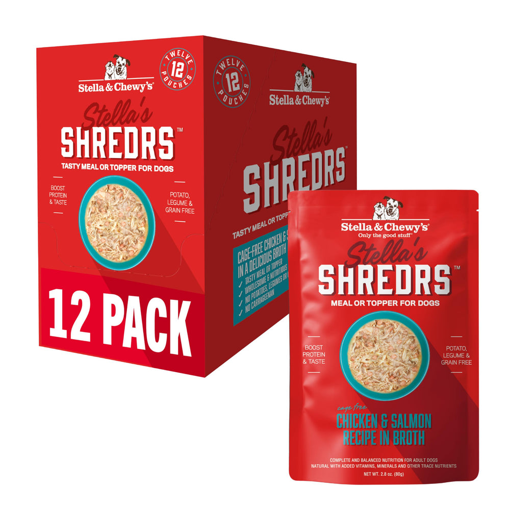 Stella & Chewy's Shredrs pouch in broth entices picky eaters with aromatic richness.