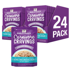 Stella & Chewy's Carnivore Cravings salmon pouch enhances palatability for picky cats.