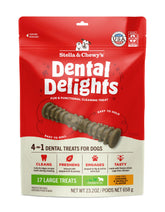 Stella & Chewy's Dental Delights front bag image showing freeze-dried chicken treats for dental care