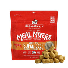Stella & Chewy's freeze-dried raw beef patty close-up for high-protein meal toppers.