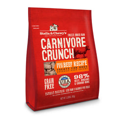 Stella & Chewy's Carnivore Crunch bag front showing shelf-stable, grain-free training treats.