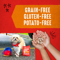 Training-session image highlights compact rewards from Stella & Chewy's Carnivore Crunch.
