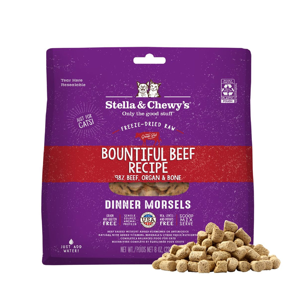 Stella & Chewy's freeze-dried beef morsels ideal as treats or meal toppers.