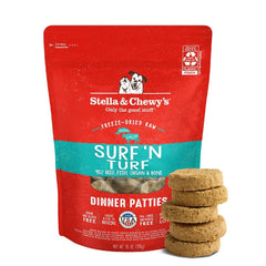 Stella & Chewy's Surf N Turf patty with salmon and beef for palatable protein-rich meals