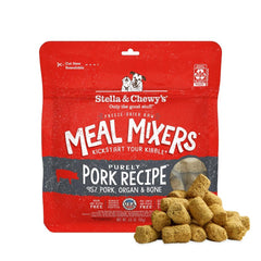Stella & Chewy's freeze-dried pork meal mixers bag front highlighting premium pork for protein
