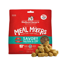 Stella & Chewy's packaging for salmon-cod mixers boosts picky eaters' mealtime appeal.