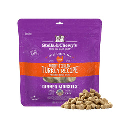 Stella & Chewy's freeze-dried turkey dinner morsels in bag for easy storage and snacking.