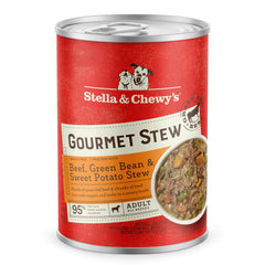 Stella & Chewy's Gourmet Stew beef with green beans and sweet potatoesâprotein-rich, grain-free meal for dogs.