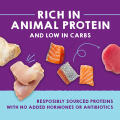 Stella & Chewy's grain-free formula uses cage-free poultry and wild-caught fish.