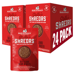 Stella & Chewy's Shredrs front pouch view highlighting grass-fed beef and lamb.