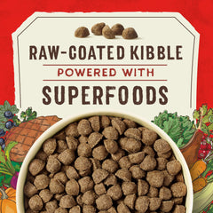 Stella & Chewy's grass-fed beef liver lamb kibble in a bowl for dogs.