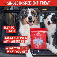 Stella & Chewy's lamb heart slices close-up highlighting single-ingredient purity.