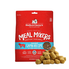 Stella & Chewy's Lamb Meal Mixers packaging on display for convenient storage.
