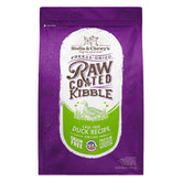 Stella & Chewy's raw-coated kibble packshot shows grain-free, high-protein cat food.