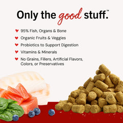 Stella & Chewy's salmon-cod freeze-dried chunks close-up show real ingredients.