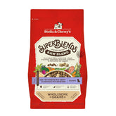 Stella & Chewy's SuperBlends puppy kibble in a bowl, cage-free chicken and salmon flavor for daily nutrition.