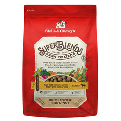 Stella & Chewy's SuperBlends bag front shows raw-coated chicken and duck for daily energy